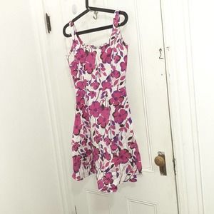 Pink Floral Fit and Flare Mini Dress